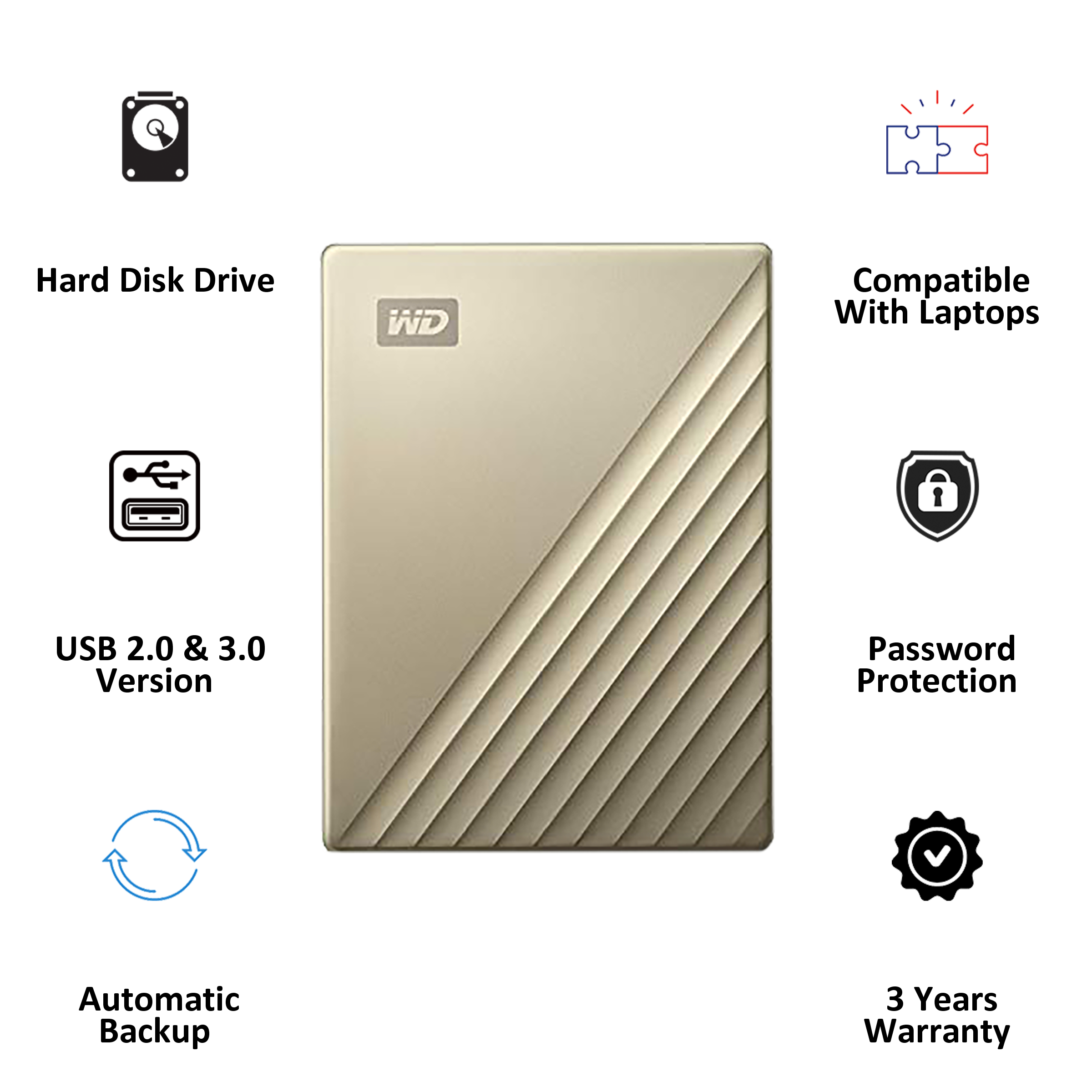 Buy Western Digital My Passport Ultra 2 TB USB 2 0 3 0 Hard Disk Drive